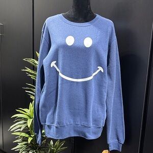 Pacific & Co. Happy Smile sweatshirt,fleece lined crewneck rib knit cuff/waist
